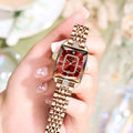 Montre Carrée Femme Luxe Poedagar 785 en Acier Inoxydable Étanche