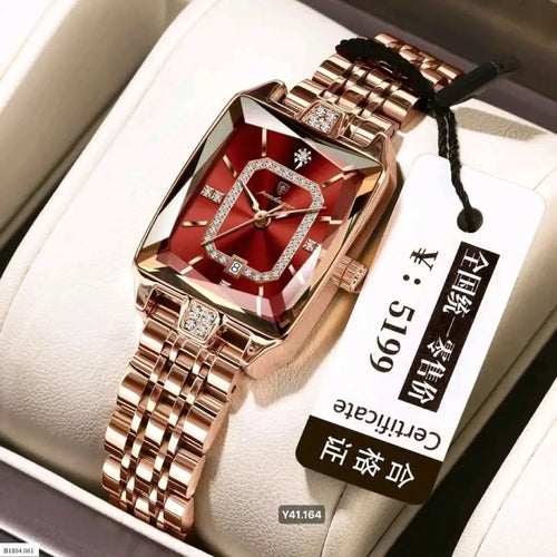 Montre Carrée Femme Luxe Poedagar 785 en Acier Inoxydable Étanche
